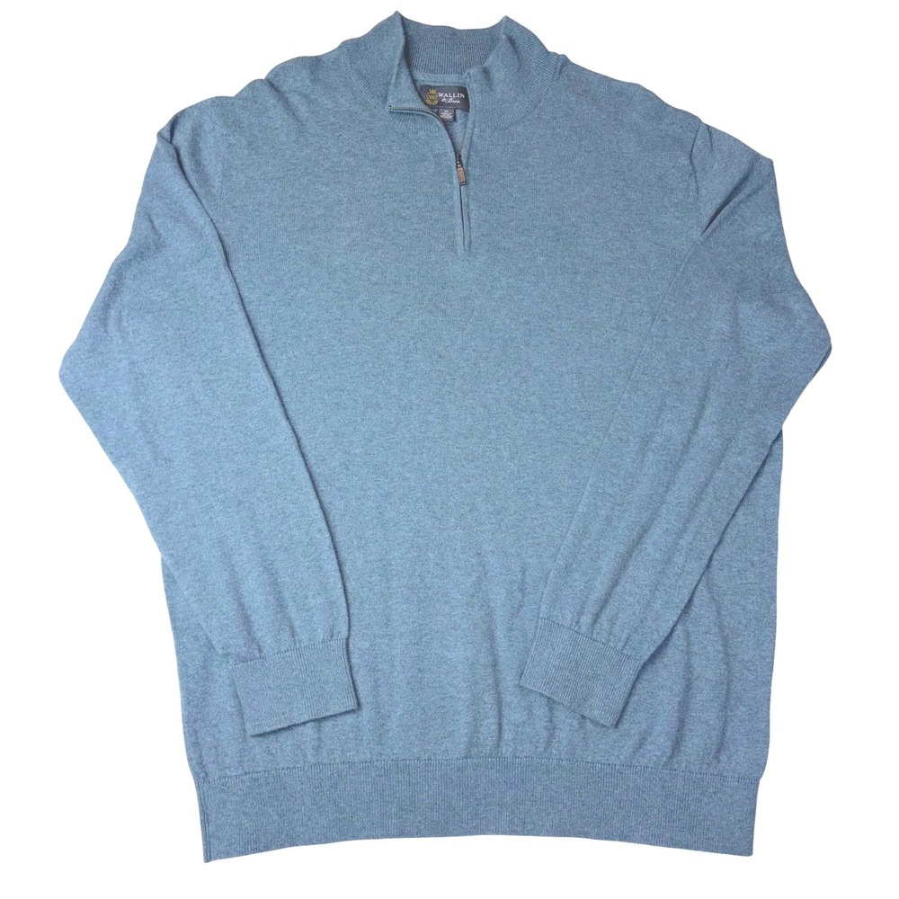 Wallin Bros Men's XL Blue‎ 1/4 Zip Long Sleeve Pullover Sweater